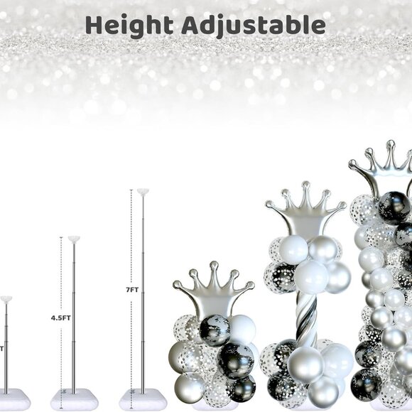 Durable Metal Balloon Column Stand Set - 7 Feet Height for Weddings & Birthdays - Picture 3 of 7